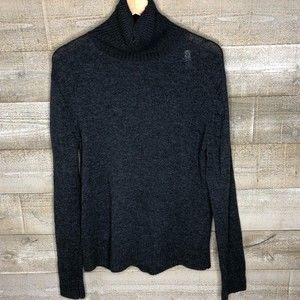 Womens 100% wool womens large dark blue turtleneck sweater